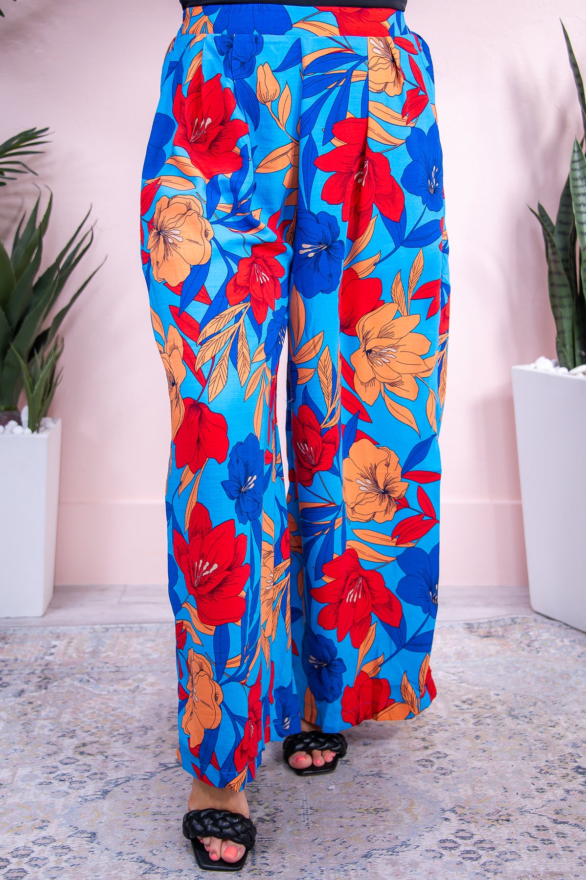 Look On The Bright Side Blue/Multi Color Floral Pants - PNT1602BL