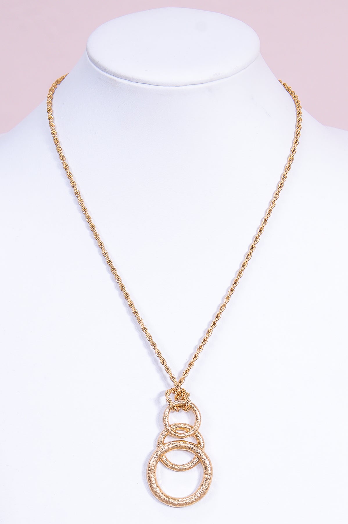 Gold Triple Circle Chain Link Necklace - NEK4308GD