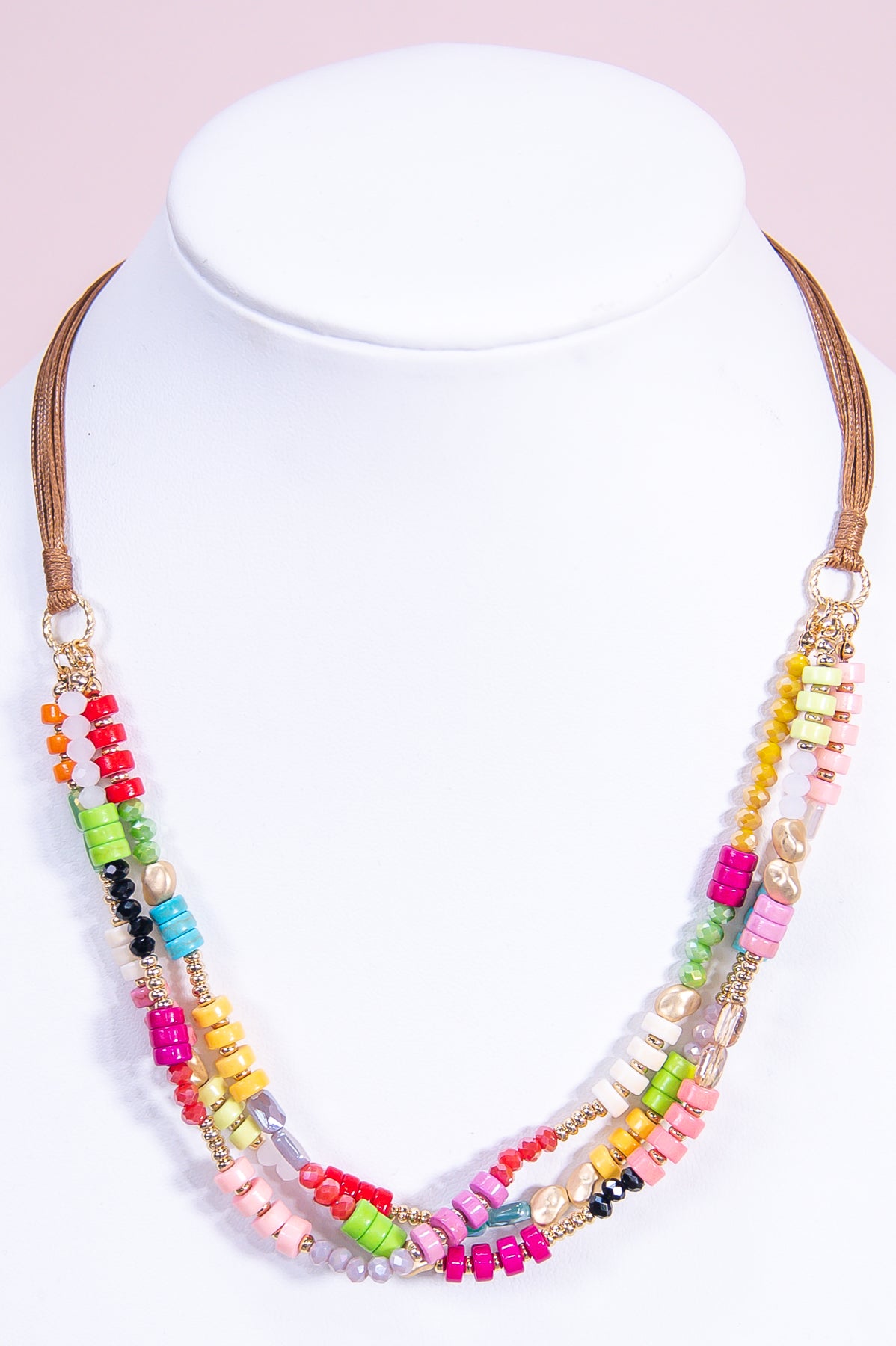 Multi Color Beaded Layered Necklace - NEK4310MU