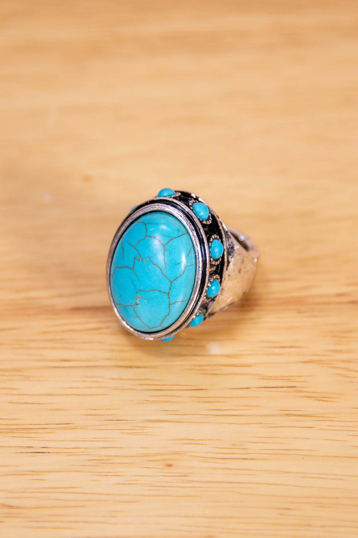 Turquoise/Silver Stone Stretch Ring - RNG1108TU
