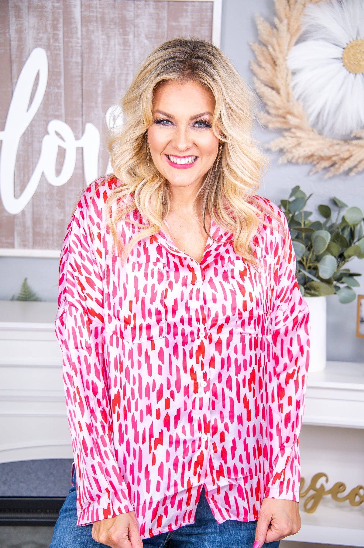 Bright Vibes Pink/Red Printed Top - T7244PK