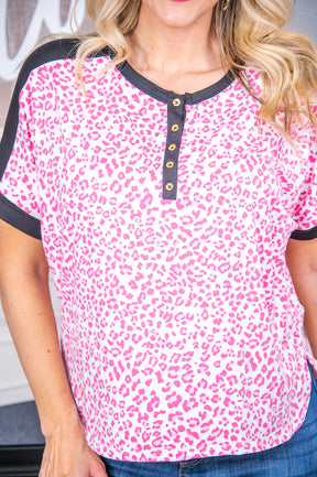 Casually Beautiful Pink/Black/White Printed Top - T7221PK