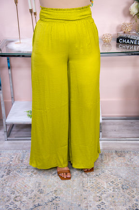 Missing Your Chance Chartreuse Solid Palazzo Pants - PNT1442CT