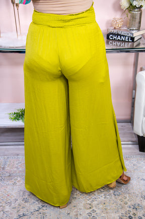 Missing Your Chance Chartreuse Solid Palazzo Pants - PNT1442CT