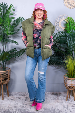 Puff & Stuff Puffer Olive Vest- O5762OL