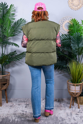 Puff & Stuff Puffer Olive Vest- O5762OL