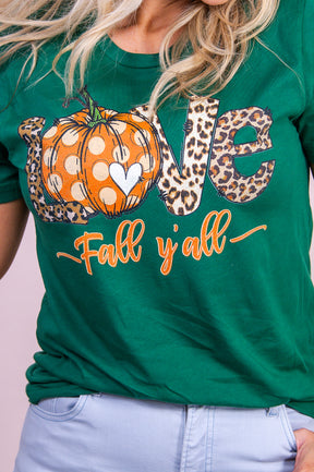 Love Fall Y'all Evergreen Graphic Tee - A2978EGN