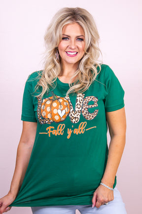 Love Fall Y'all Evergreen Graphic Tee - A2978EGN