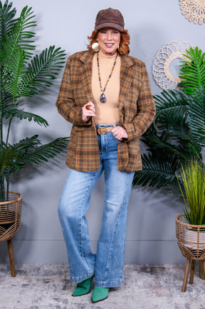 World Class Brown Plaid Blazer - O5766BR