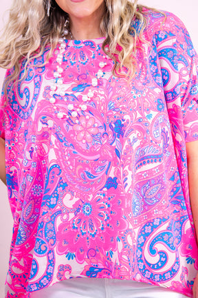 Enduring Legacy Pink/Blue Paisley/Floral Top - T9367PK