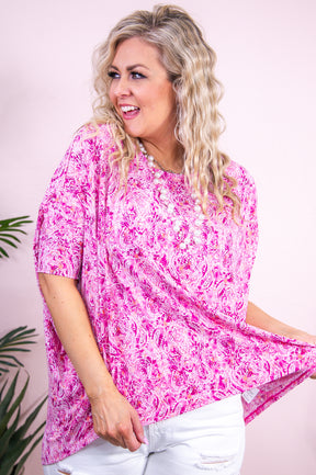 Obsessing Over This Fuchsia/Multi Color Paisley/Tie Dye Top - T9364FU