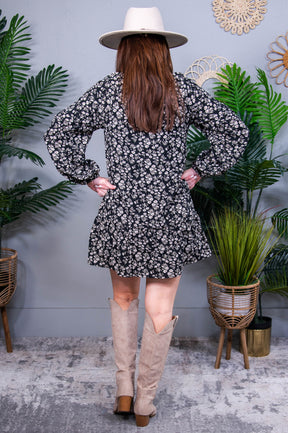Once Again V-Neck Floral Dress - D5595BK
