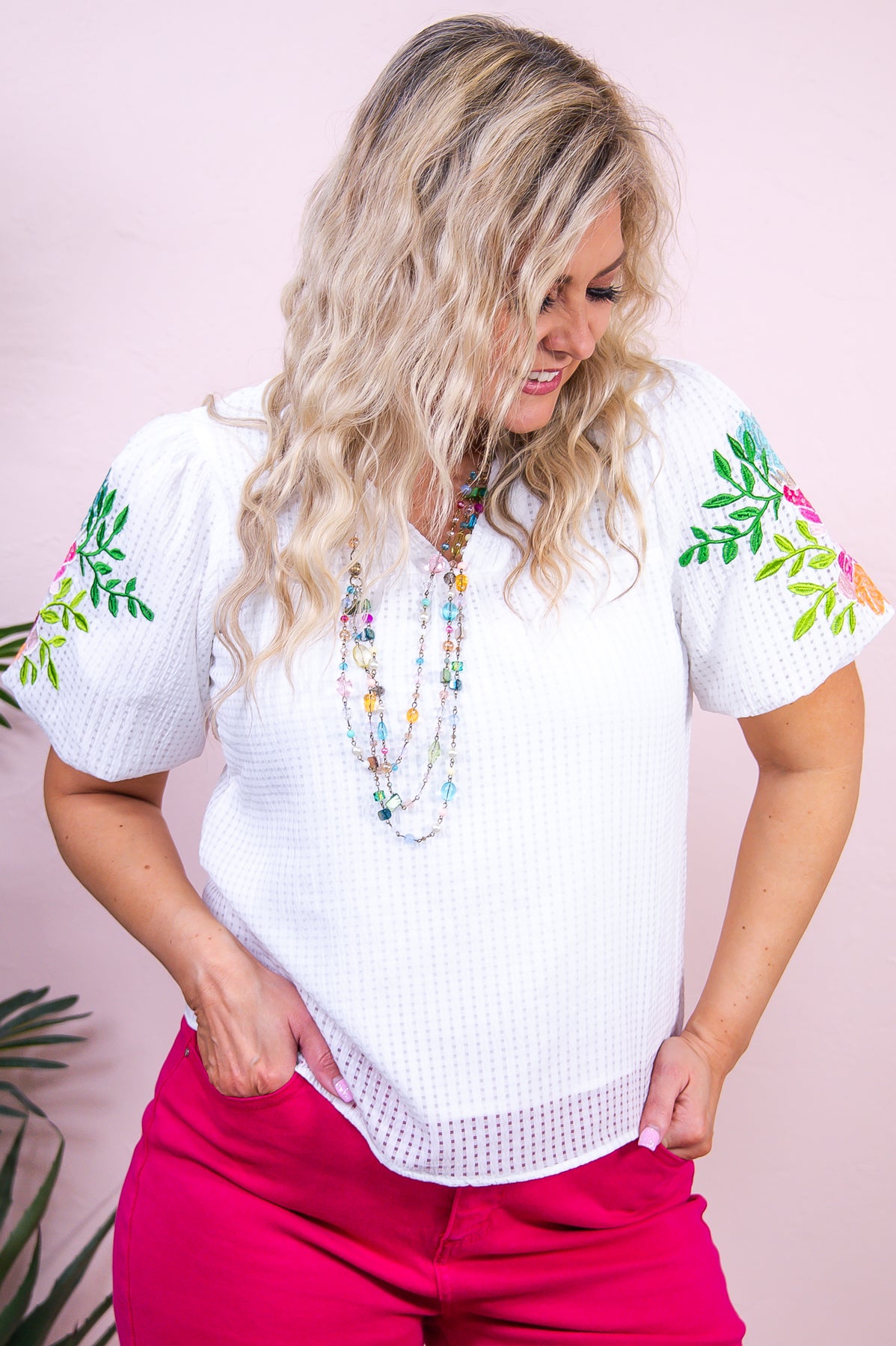 Hello Lovely White/Multi Color Embroidered Top - T9360WH