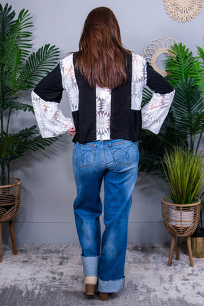 Lace Your Way V-Neck Flare Sleeve Blouse - T11260BK