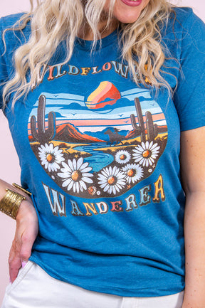 Wildflower Wanderer Deep Heather Teal Graphic Tee - A3303DHT