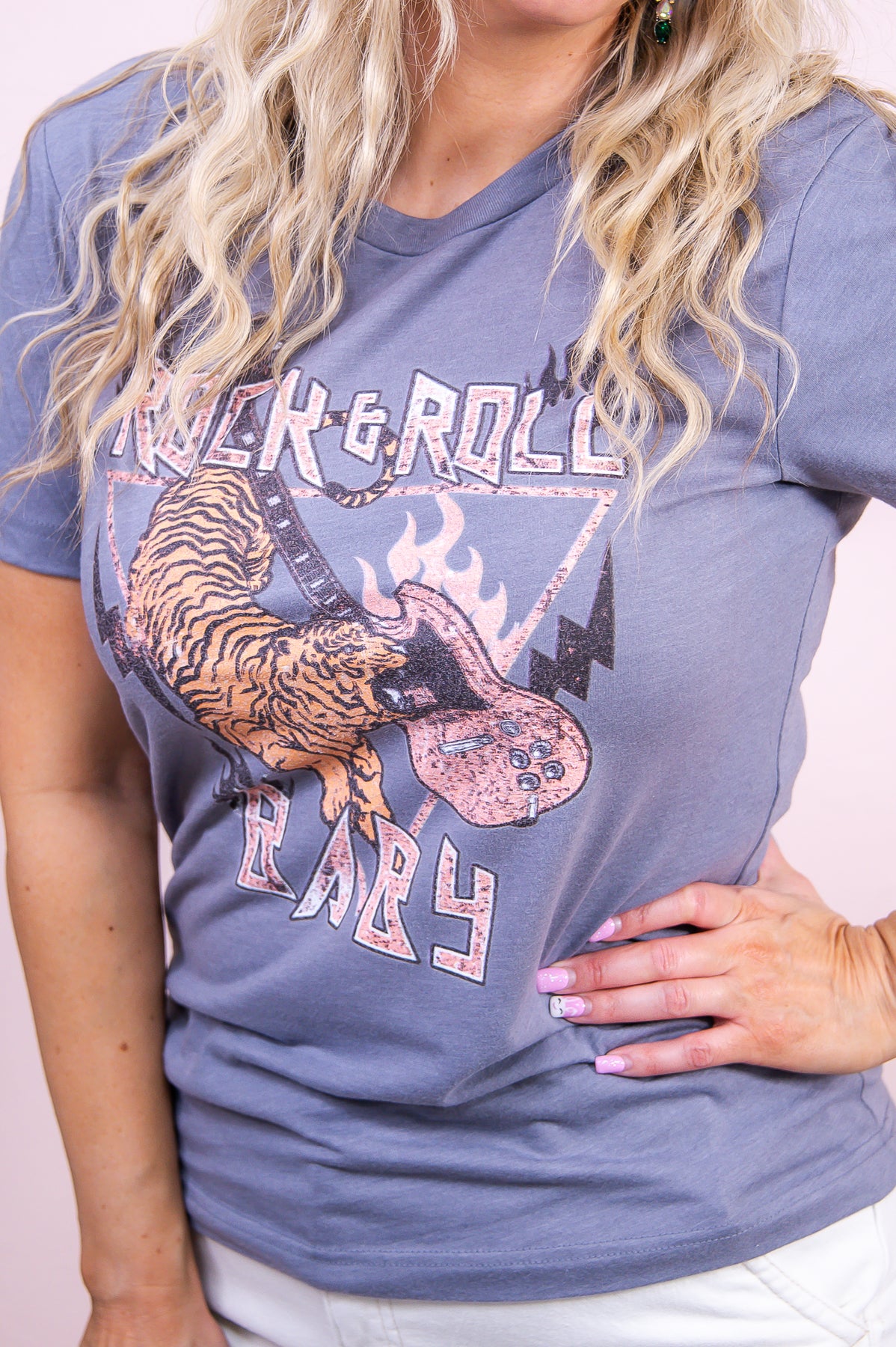 Rock & Roll Baby Heather Storm Graphic Tee - A3305HST