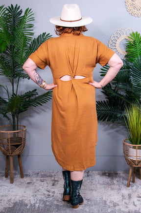 Sure to Be Great Camel Shirt Dress - D5734CA