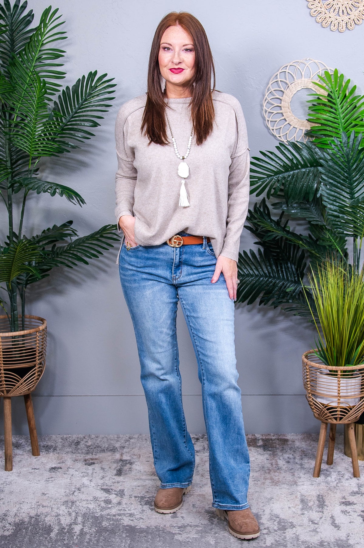 Simply Basic Heather Mocha Sweater Top - T10935HMO