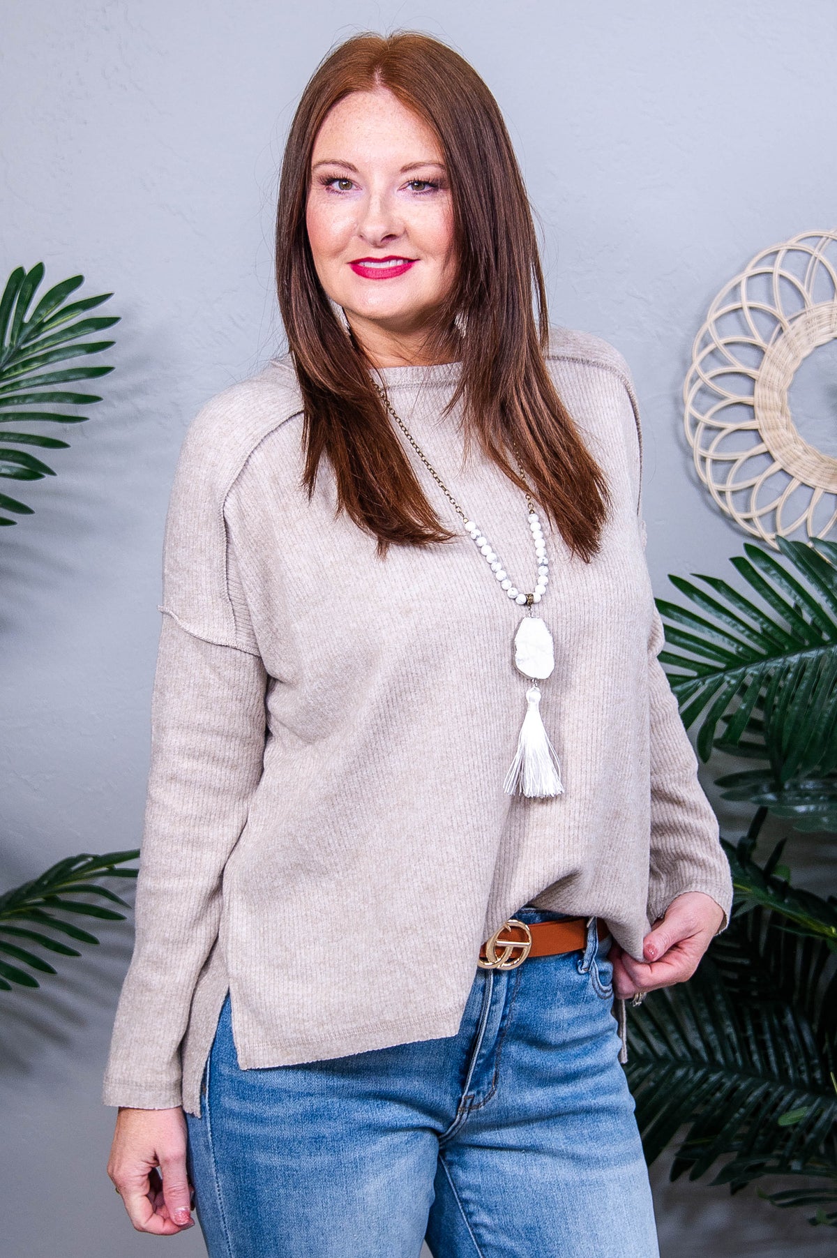 Simply Basic Heather Mocha Sweater Top - T10935HMO