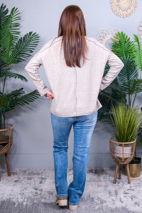Simply Basic Heather Mocha Sweater Top - T10935HMO