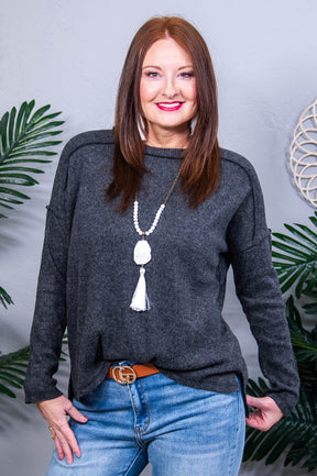 Simply Basic Black Sweater Top - T10934BK