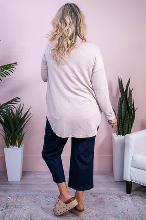 Balcony Nights Oatmeal Solid Ribbed Cardigan - O5533OA