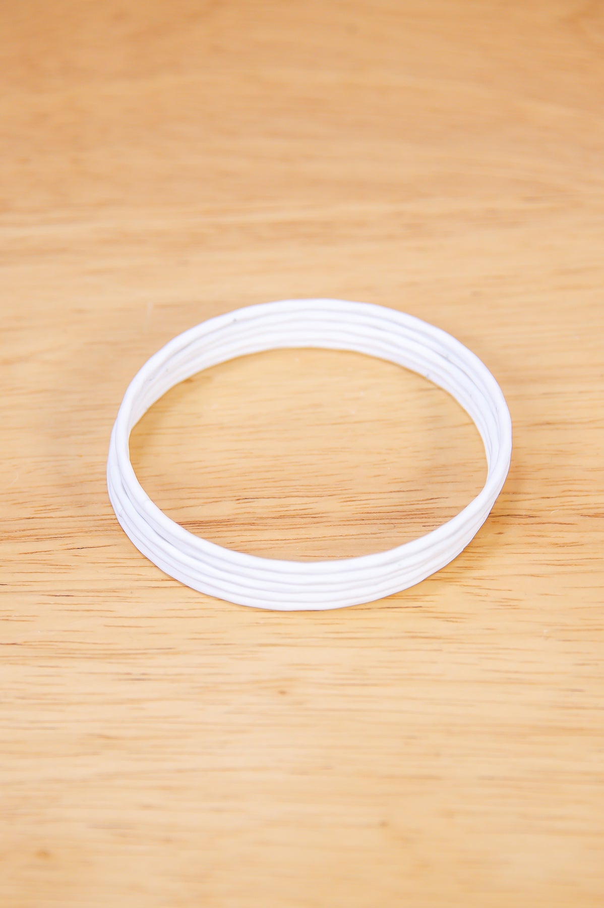 White Solid Stackable Metal Bracelet - BRC3409WH