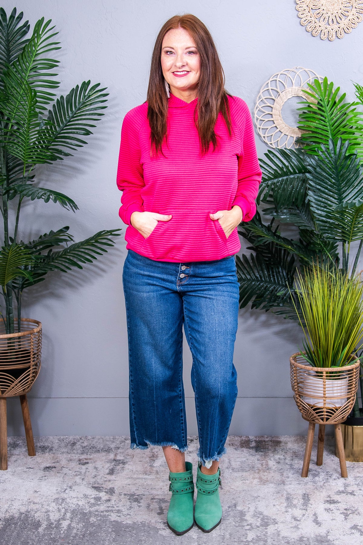 Crosswalk Textured Hoodie in Rose T11231RO