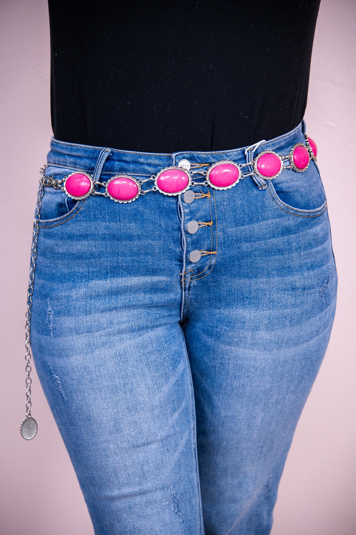 Pink/Silver Marble Concho Belt (One Size 4-18) - BLT1277PK