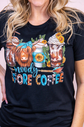 Moody Before Coffee Black Graphic Tee - A2984BK
