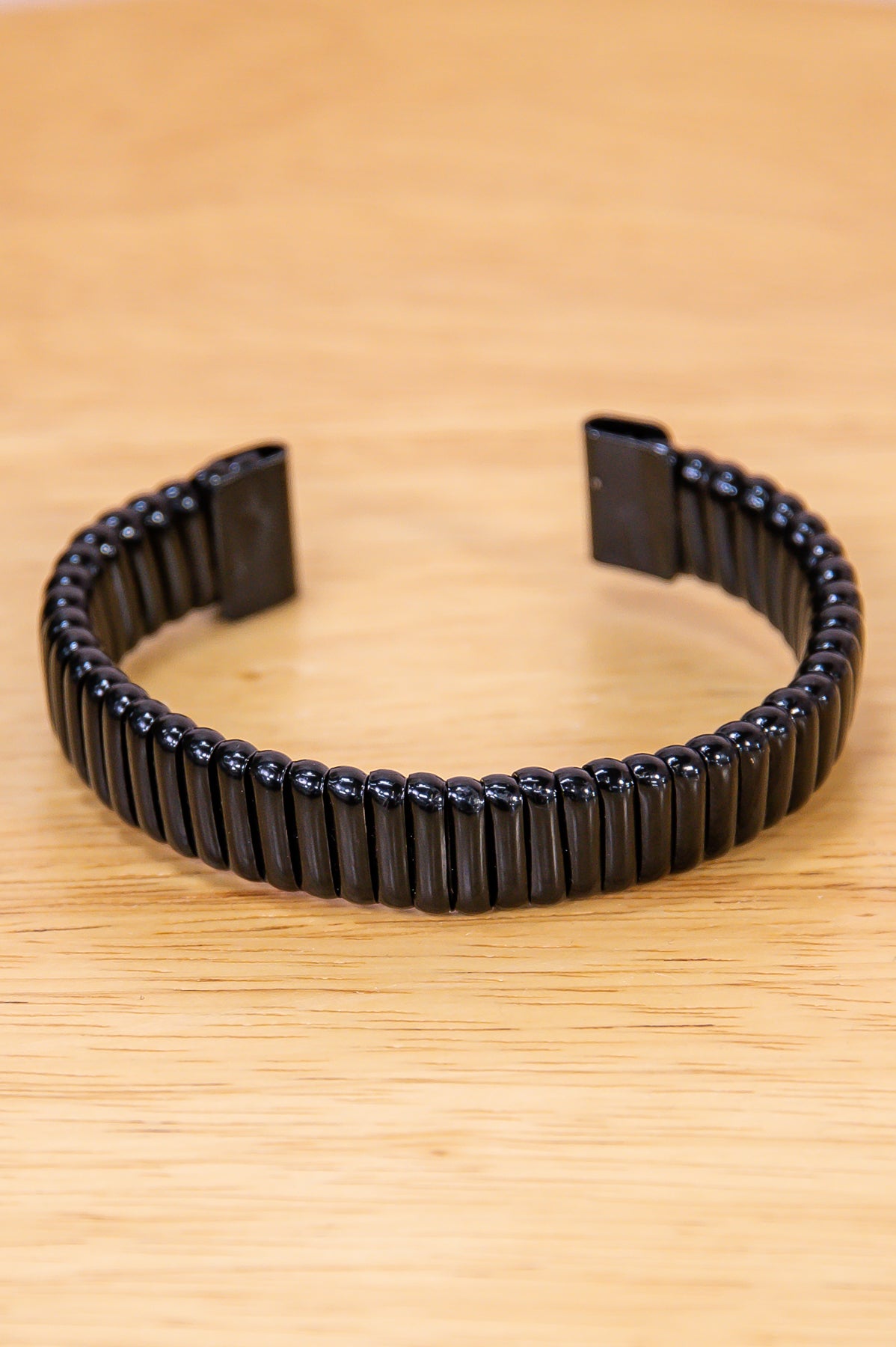Black Textured Cuff Bracelet - BRC3413BK