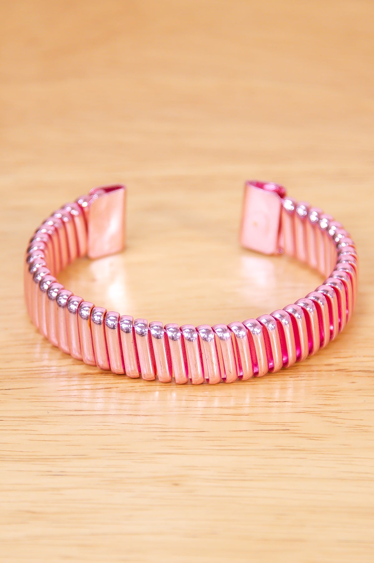 Light Pink Textured Cuff Bracelet - BRC3416LPK