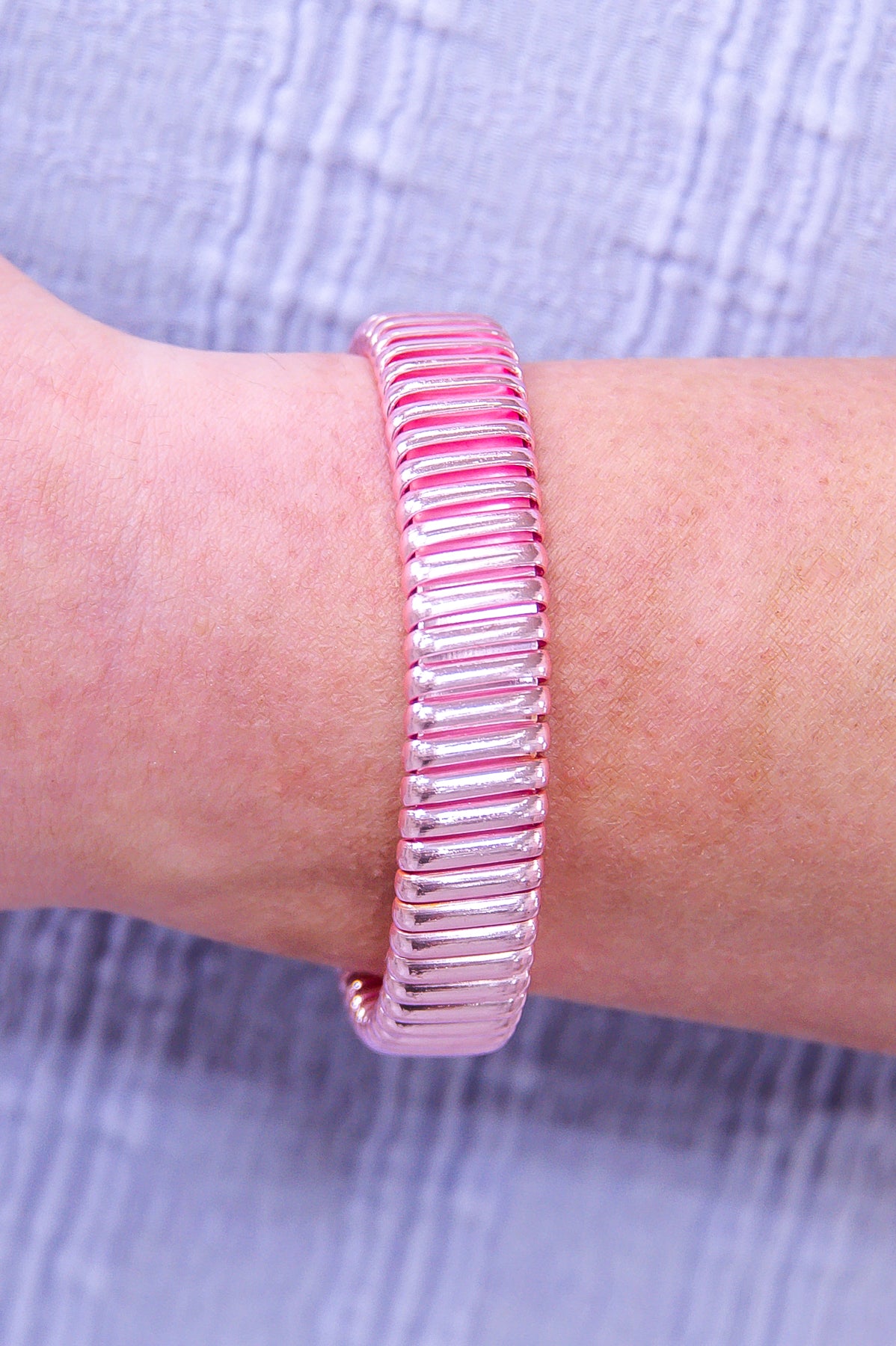 Light Pink Textured Cuff Bracelet - BRC3416LPK