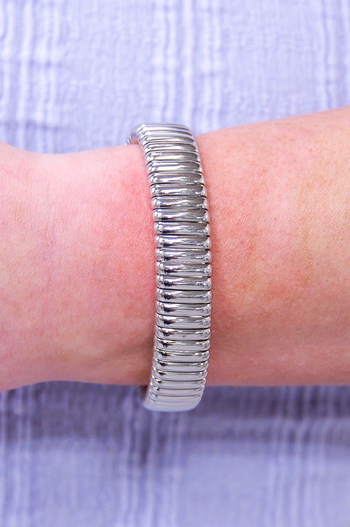 Silver Textured Cuff Bracelet - BRC3415SI