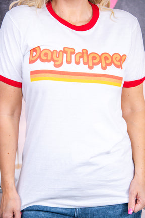 DayTripper White/Red Graphic Tee - A2810WH