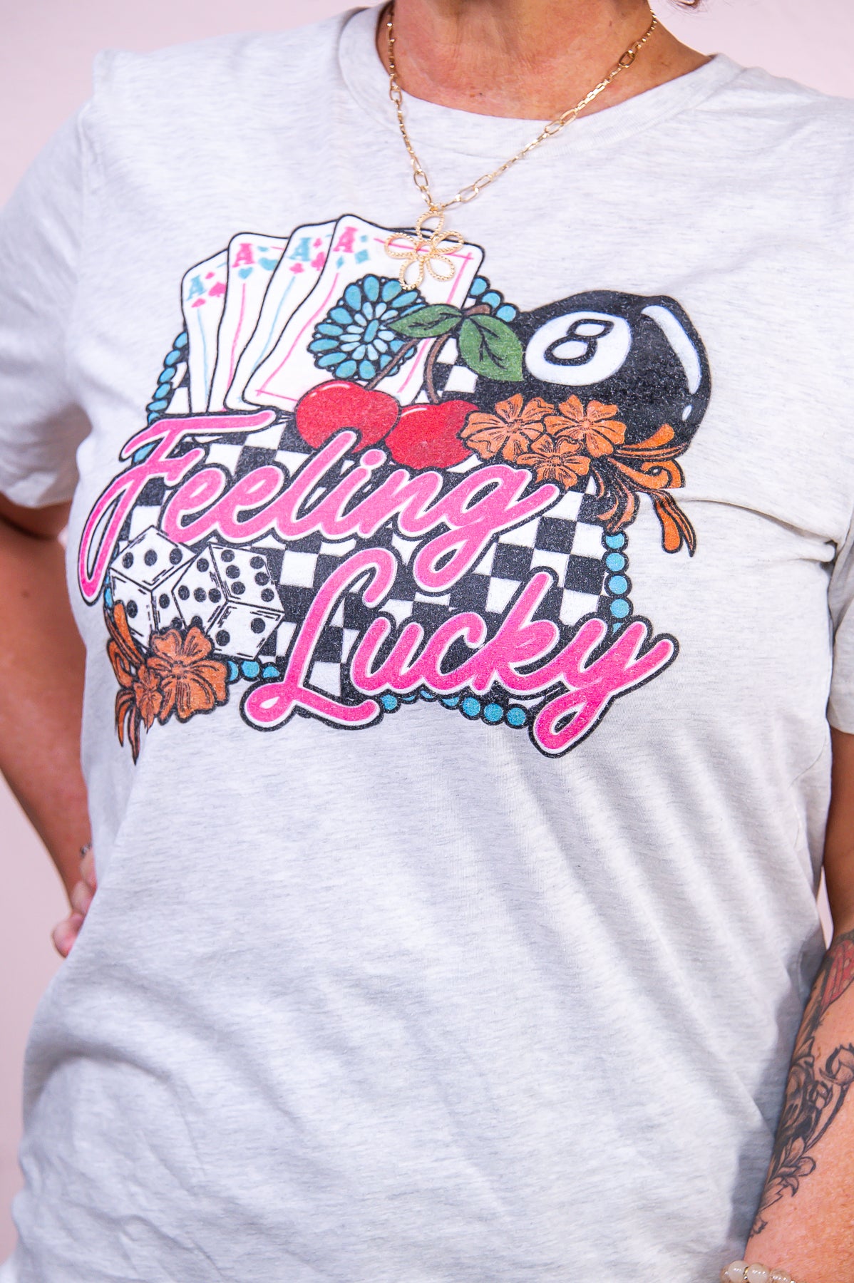 Feeling Lucky Heather Prism Natural Graphic Tee - A3309HPN