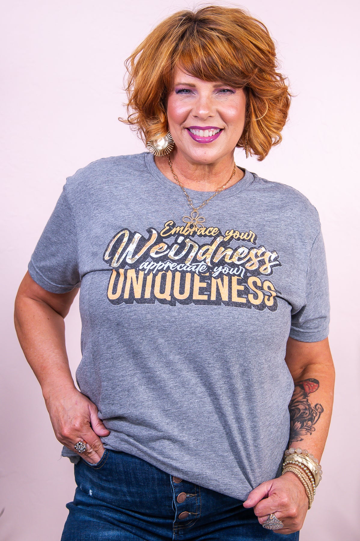 Embrace Your Weirdness Premium Heather Gray Graphic Tee - A3310PHG