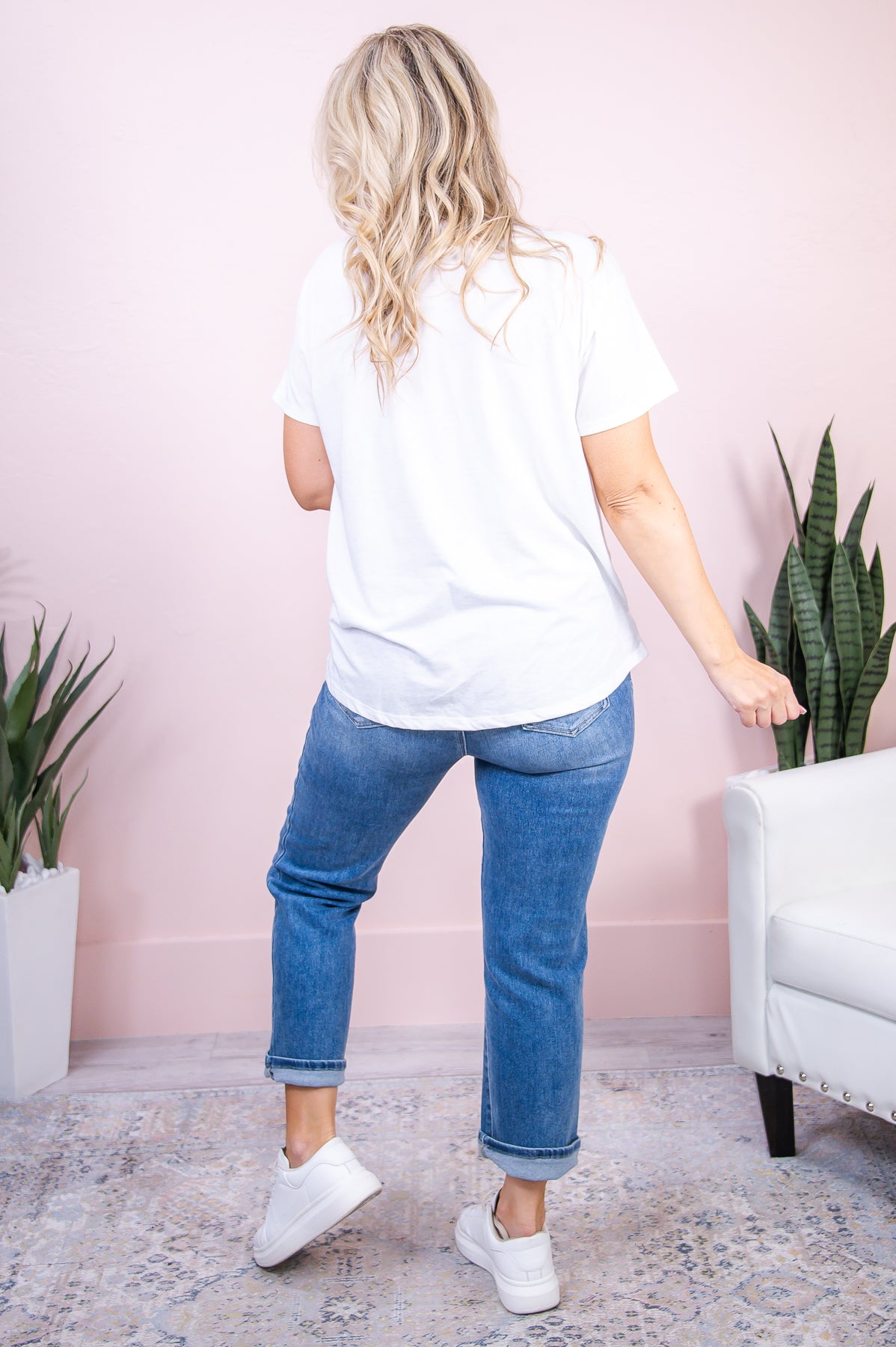 White Solid Slouchy Tee - T8022WH