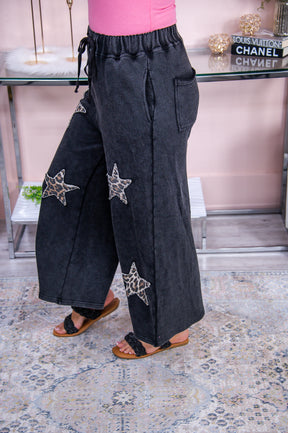 Wild But True Vintage Black/Brown Star/Printed Pants - PNT1447VBK