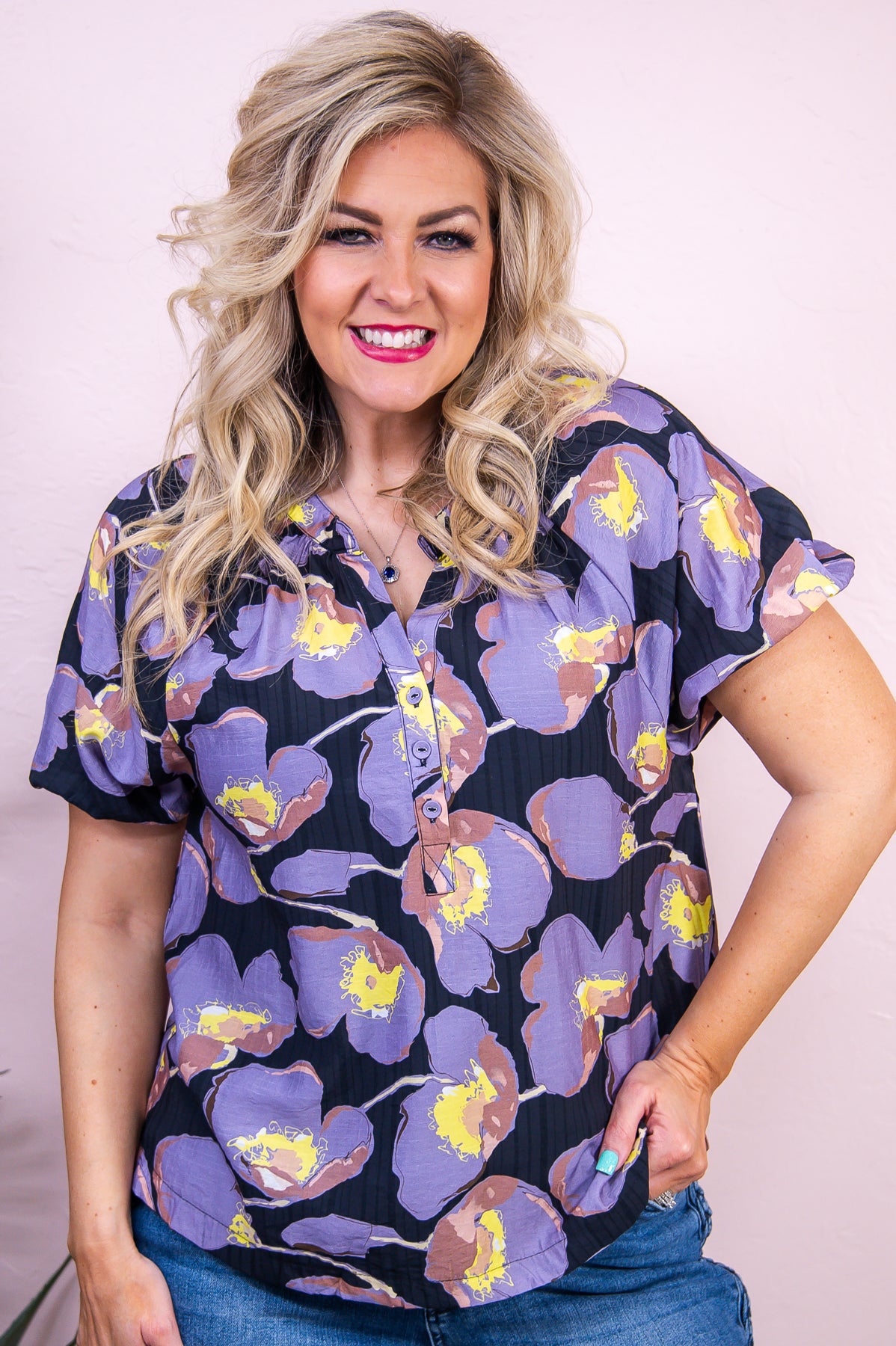 Kisses From Cabo Black/Multi Color Printed Top - T9449BK