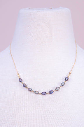 Purple/Gold Beaded Chain Link Necklace - NEK4362PU
