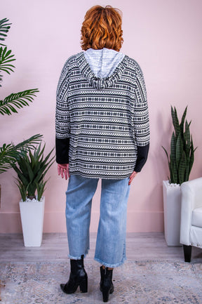Proud Snow Day Supporter Ivory/Black Snowflake Stripe Top - T10331BK