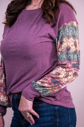 Ideal Confidence Plum/Multi Color Tie Dye Top - T10338PL
