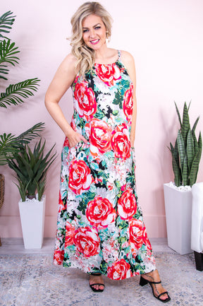 She's Thriving Black/Multi Color Floral Maxi Dress - D5271BK