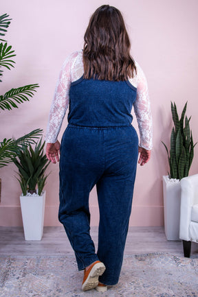 Denim Dreams And Stylish Seams Dark Denim Romper - RMP829DDN