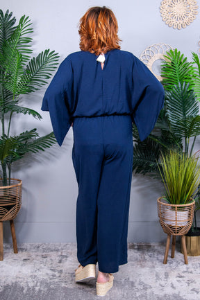 Up to Something Wide Leg Navy Jumpsuit - RMP852NV