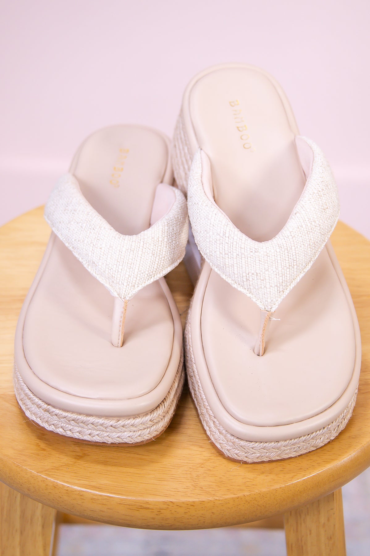 Stay Connected Beige Espadrille Wedge Sandals - SHO2707BG