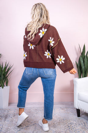 Stay For Awhile Brown/Multi Color Floral Knitted Top - T8094BR