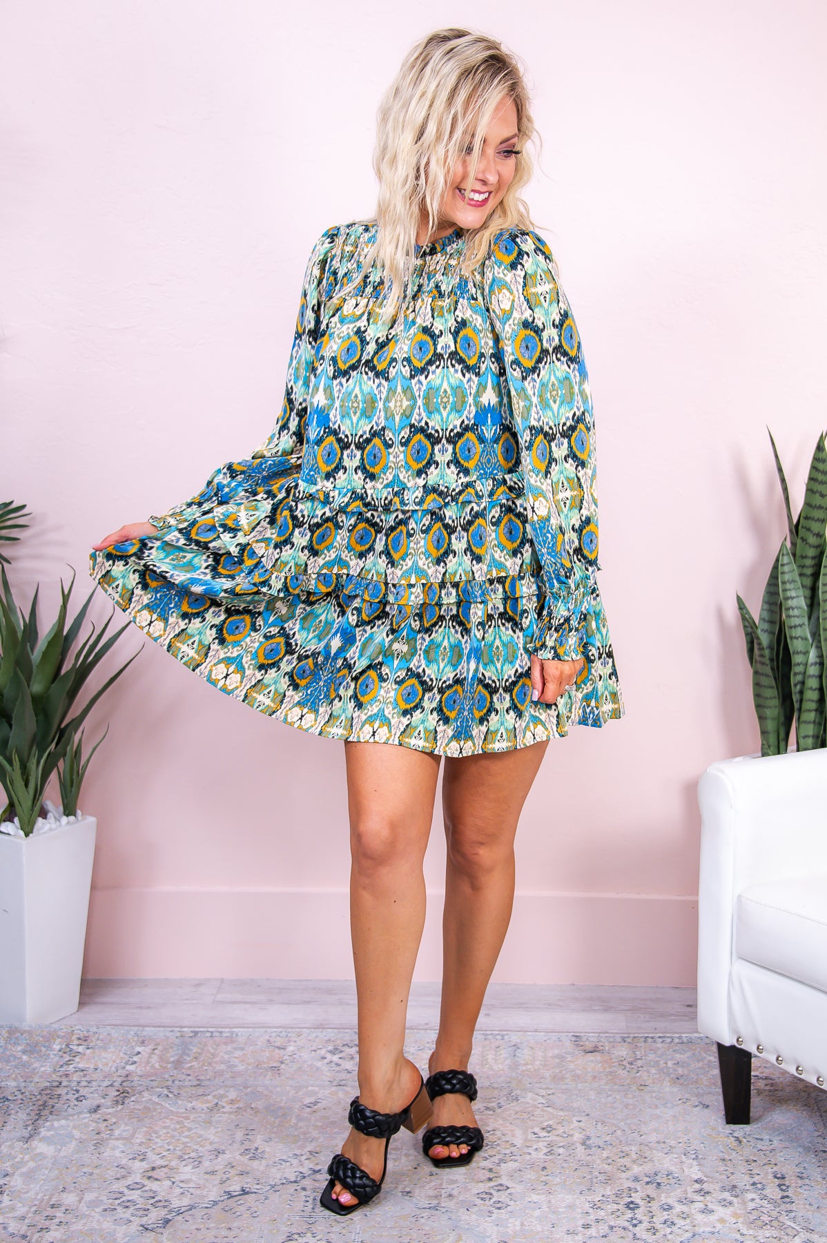 Go With The Flow Blue/Multi Color Printed Dress - D5005BL