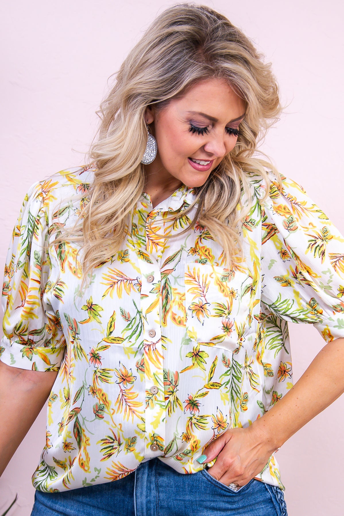 Key West Couture Ivory/Multi Color Floral Top - T9491IV